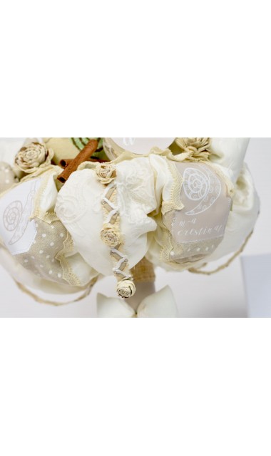 Lumanare de botez personalizata pentru baieti cu jucarie de plus melc, 65x4cm, Melc Melc Codobelc 4